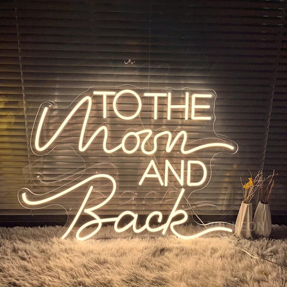 To The Moon And Back Neon Led Signs Wedding Decor Room Bedroom Decor Wall Hanging Neon Light Signs For Birthday Party Bar Cafe