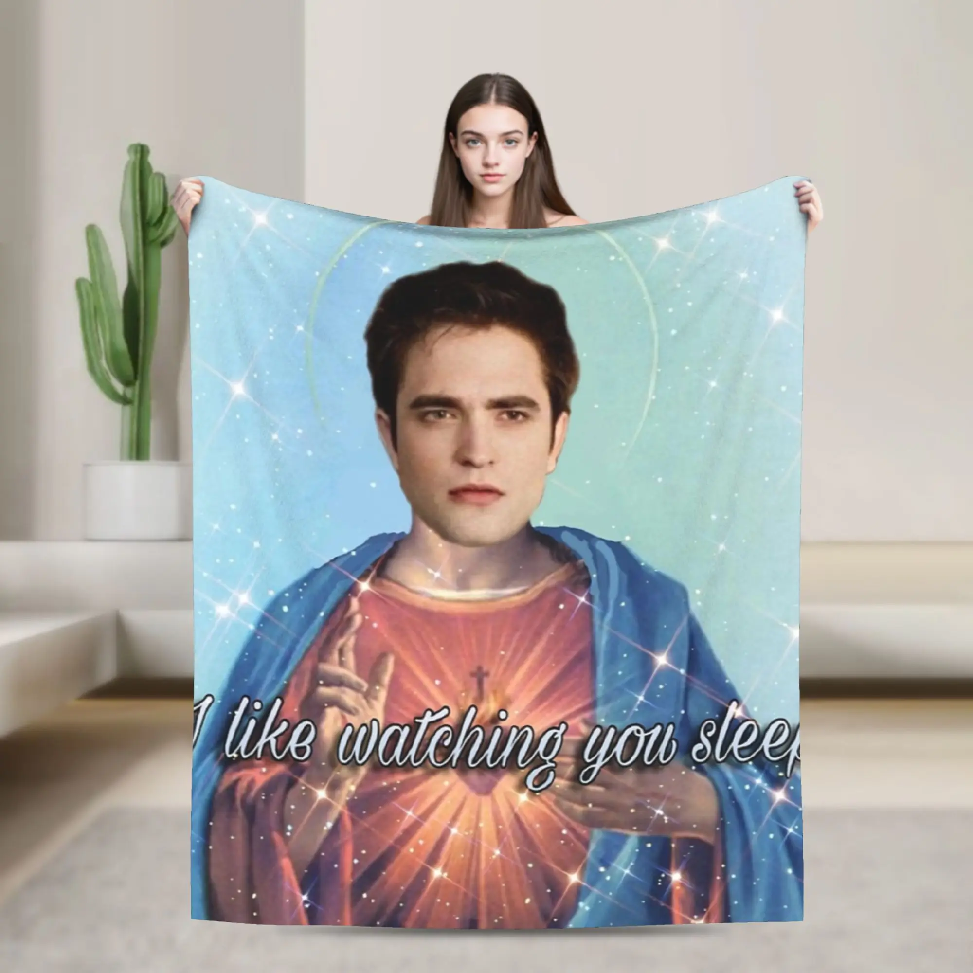 Twilight Edward Jesus Blanket Coral Fleece Plush Decoration Robert Pattinson Soft Throw Blankets for Bedding Office Bedspread