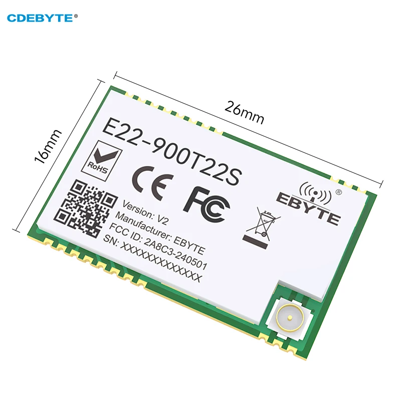 Módulo LoRa 915MHz 868MHz CDEBTYE E22-900T22S 22dBm Módulo IoT SMD UART Transceptor Módulo RF