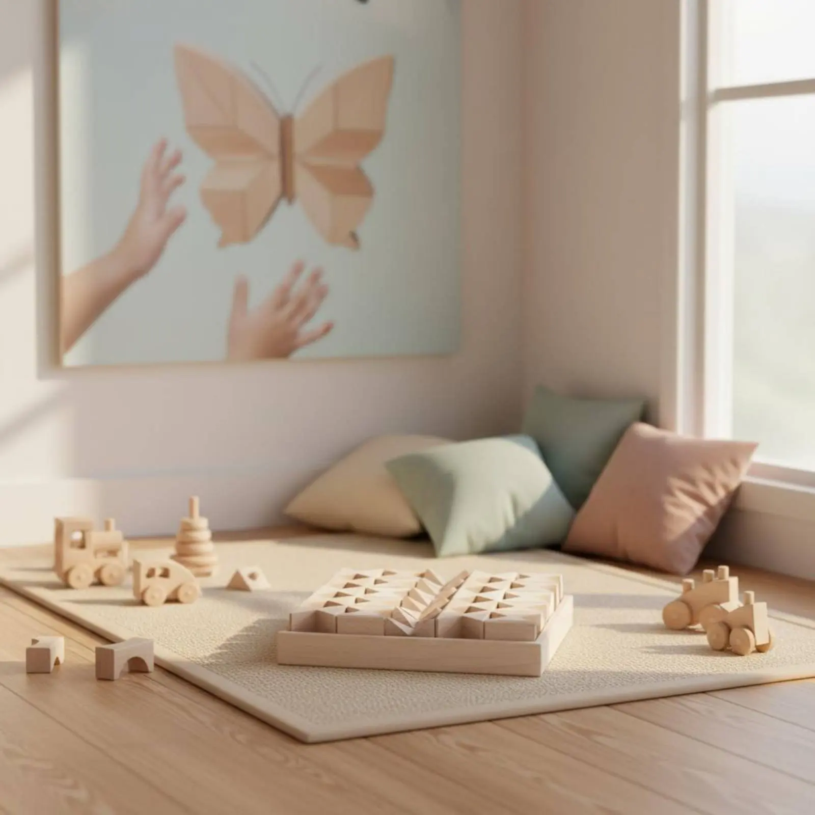 

Wooden Butterfly Blocks No Paint Butterfly Block Brainteaser Stacking Block Board Spatial Thinking Children's Toy Fine Muscle