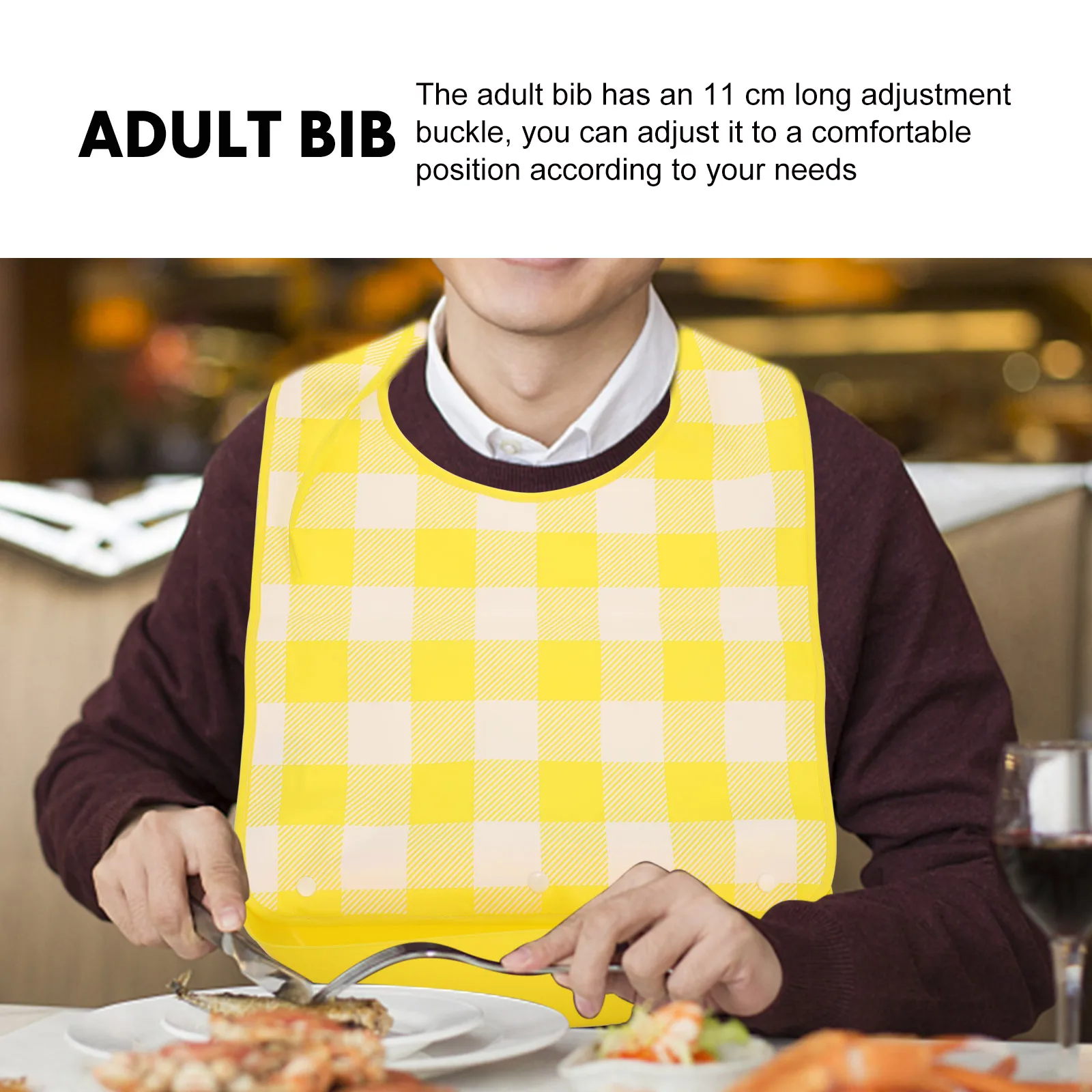 

1Pcs Waterproof Eating Bib Adult Large Size Reusable Mealtime Clothing Protector for Elderly Patients Adults with Spill Proof