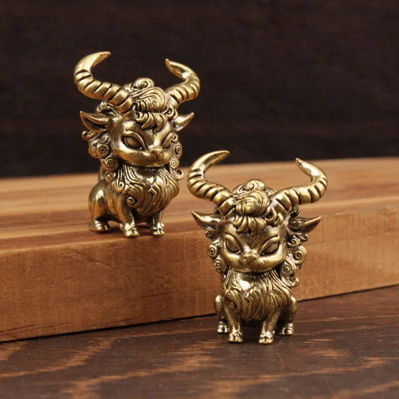 1 piece of brass retro mini creative zodiac ornament Warcraft Sheep Demon Sheep Head Ornament