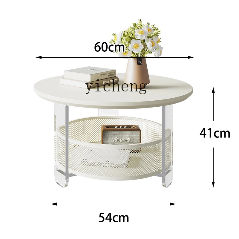 

Tqh Minimalist Creative Acrylic Tea Table Internet Celebrity Living Room round Tea Table Side Table Transparent Light Luxury