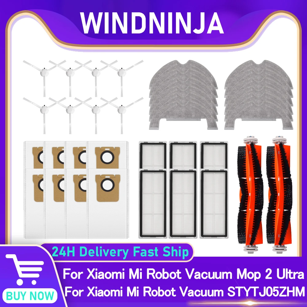 For Xiaomi Mi Robot Vacuum Mop 2 Ultra STYTJ05ZHM Vacuum Replacement HEPA Filter Main Side Brush Dust Bags Mop Cloths Rag Parts