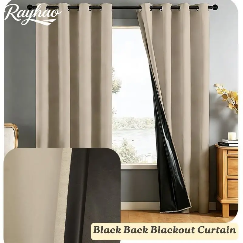 Blackout Curtains with Grommets Total Privacy Drapes for Bedroom Kitchen Sunlight Blocking Heat Insulation Privacy Protection