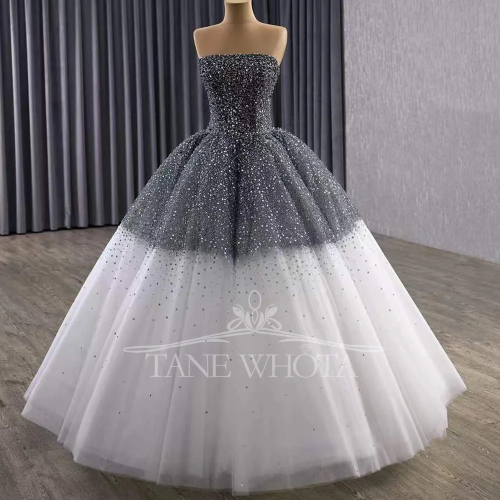 Abito da sera senza spalline senza maniche con perline e paillettes da donna Abito per occasioni speciali personalizzabile con lacci sul retro