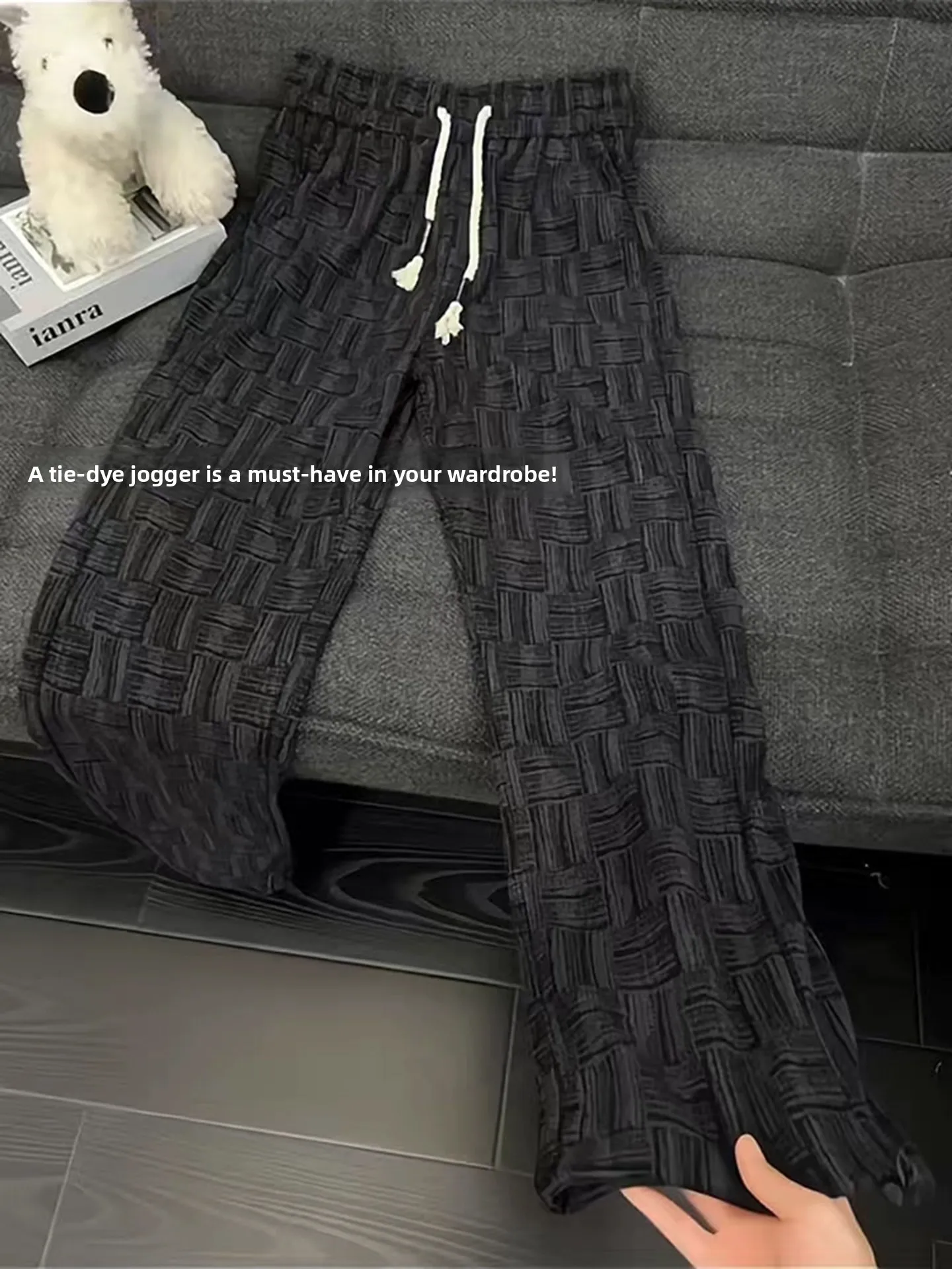 Loose Fit American Style Tie Dye Casual Pants Men's Spring Summer Drapey Lazy Feel Heavy Straight Leg Sporty Trousers