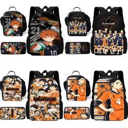 3 stücke Set niedlichen Volleyball Anime Haikyuu Kind Schul rucksack mit Lunch-Taschen, Bleistift-Taschen, Schult aschen für Jungen Mädchen beste Geschenk