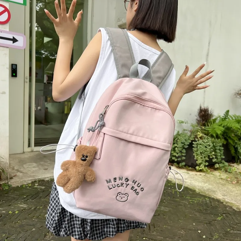 College Women Shoulder Bags High School Schoolbag Black Mochila Waterproof Teenage Bookbag Nylon Rucksack Fashion Girls Backpack