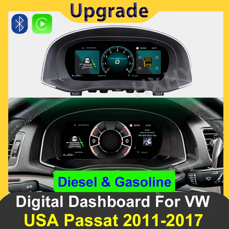 

2025 новейший автомобильный цифровой кластер Carplay, коктейль для Volkswagen, США, американского Passat, ЖК-дисплей, спидомеры, плеер на приборной панели