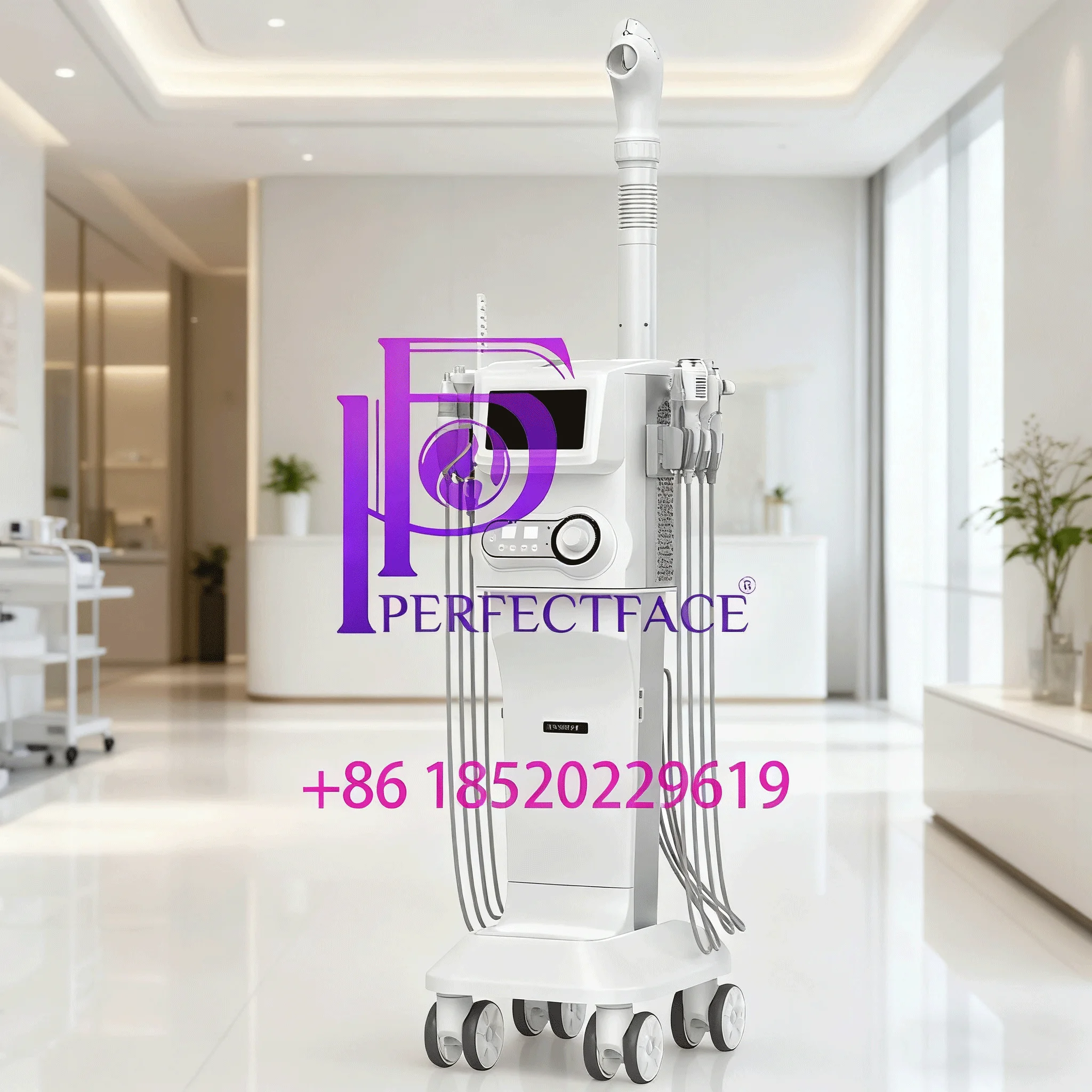 Professionele ultrasone gezichtsspuitmachine met koude / warme functie en vibratiemassage voor diepe huidverjonging