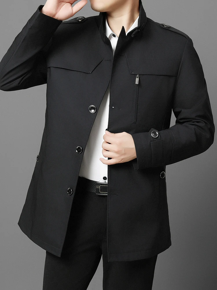 

Теплая мужская осенняя ветровка с воротником-стойкой, деловая повседневная куртка с несколькими кетами, без железа, Faion Urban Sle 5073