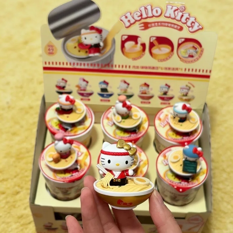Hello Kitty Anime-Figuren Blind Box Spielzeug Niedliche Ramen Instant-Nudel-Becher Sammlerstücke Modell-Spielzeug Kindergeschenke