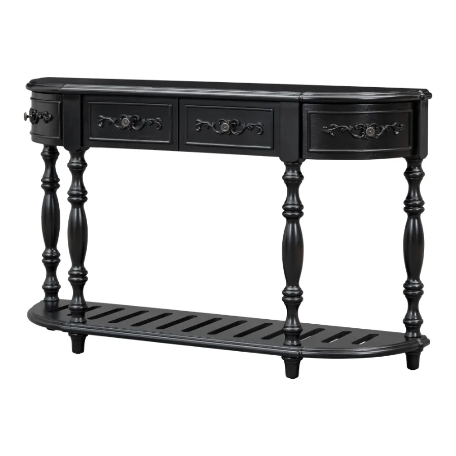 U_STYLE 52''Modern and Contemporary Curved Console Table Sofa Table Entryway Table for Hallway Living Room with 4 Drawer image 4