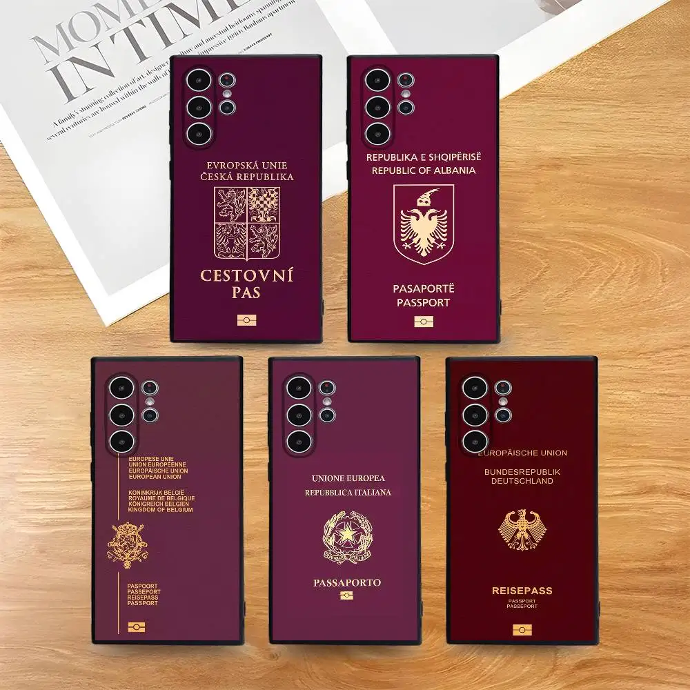 

Red-background Passports Phone Case Skin-Friendly Soft TPU Case Compatible With Samsung S21/S22/S23/S24/S25 FE/Plus/Ultra