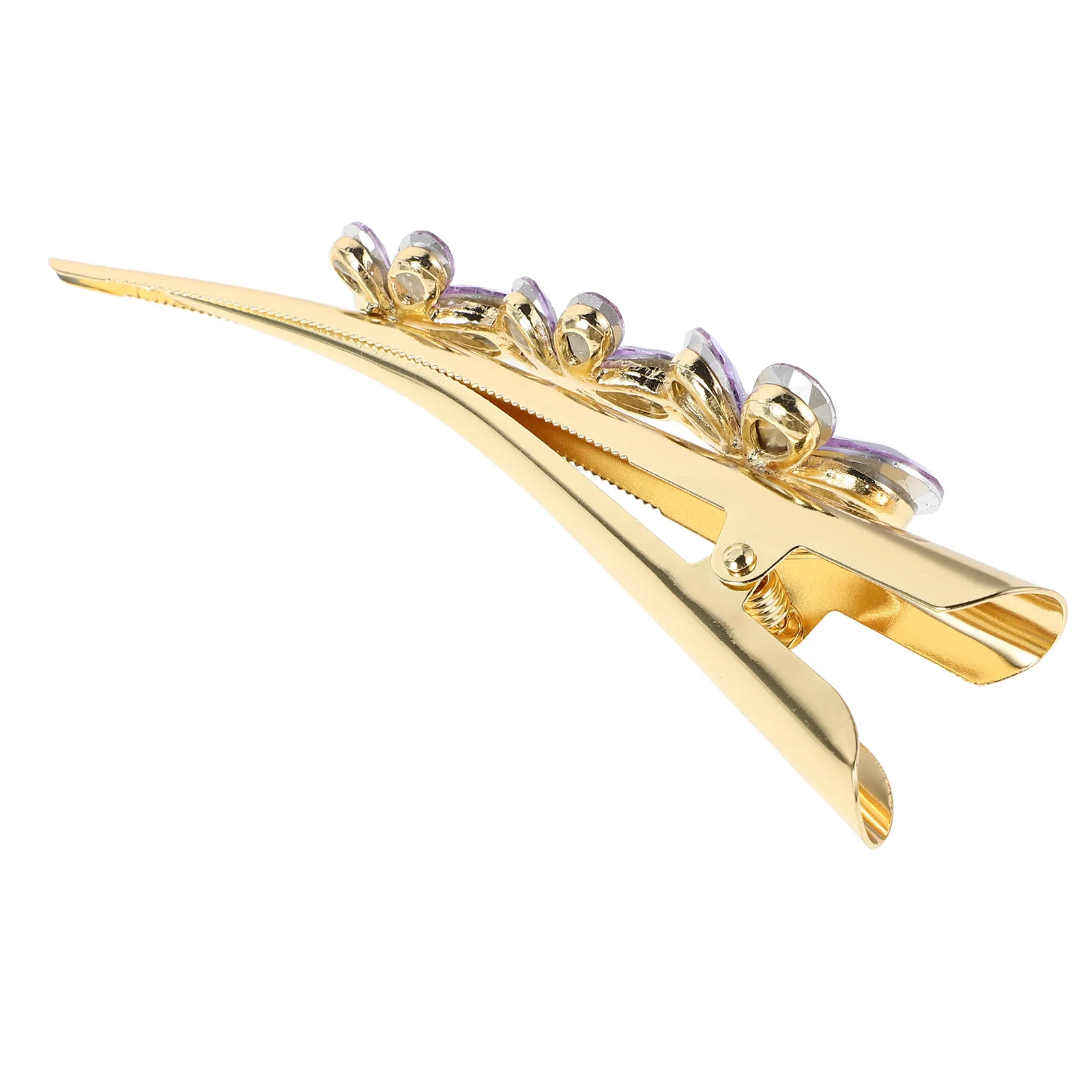 

Metal Alligator Hair Clip Purple Rhinestone Butterfly Long Barrette Hairpin Stylish Decorative Hair Accessory for Women