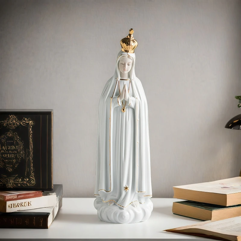 Our Lady of Fatima Ceramic Statue - Sacred Artifacts Home Decor Family Rose Church Holy Ornament