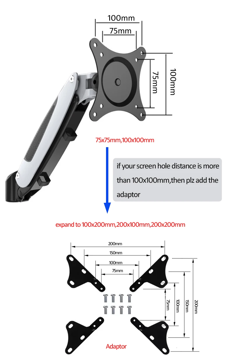 FE160W-L Aluminum Alloy 360° Full Motion 15-27 inch LCD TV Wall Mount Bracket Monitor Holder Rack Monitor dual long arm 0-8kg