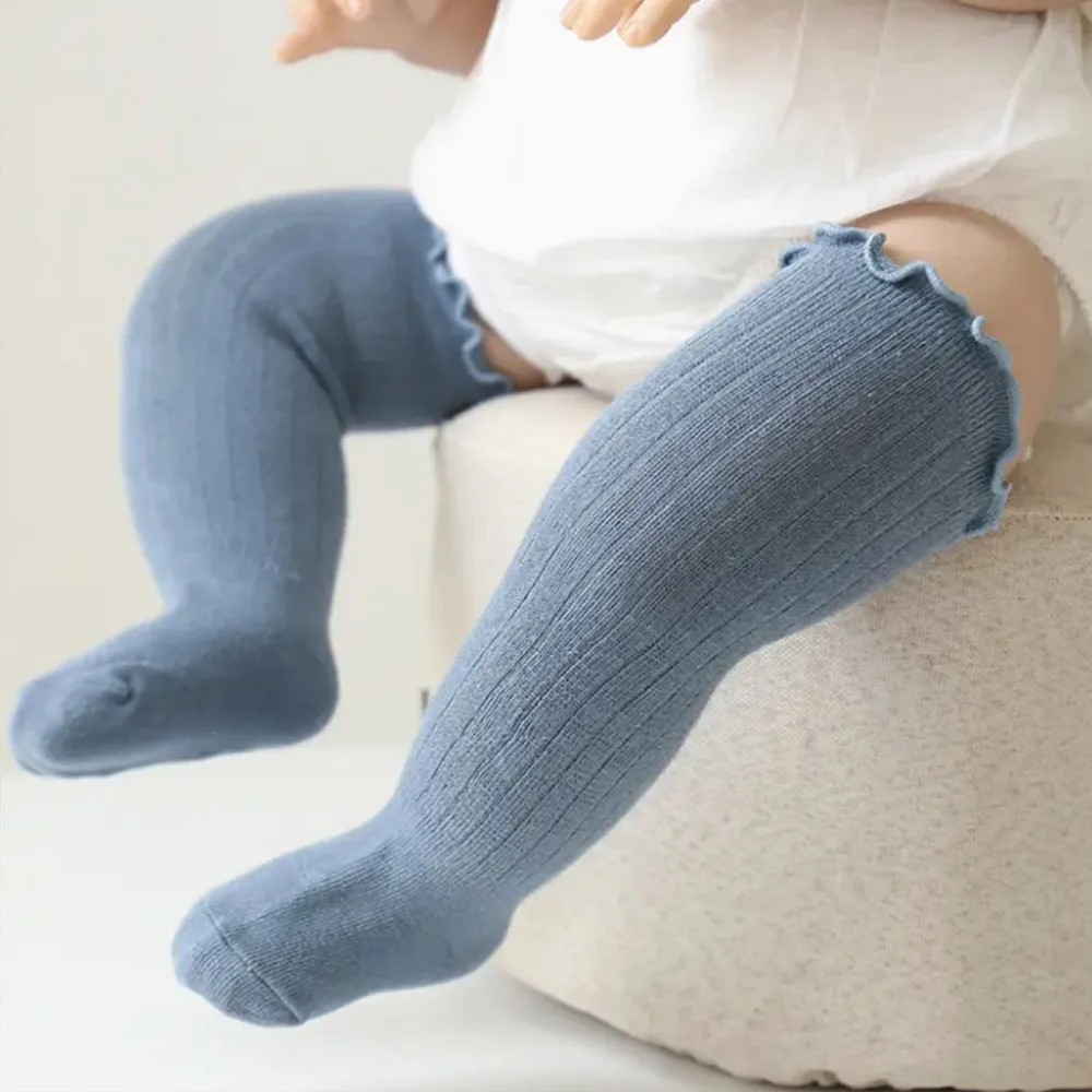 Baby & Toddler Knee-High Socks -Ribbed Texture Soft Stretchy All-Season Warmth, Elastic Cuff for Secure Fit Baby Leg Warmers