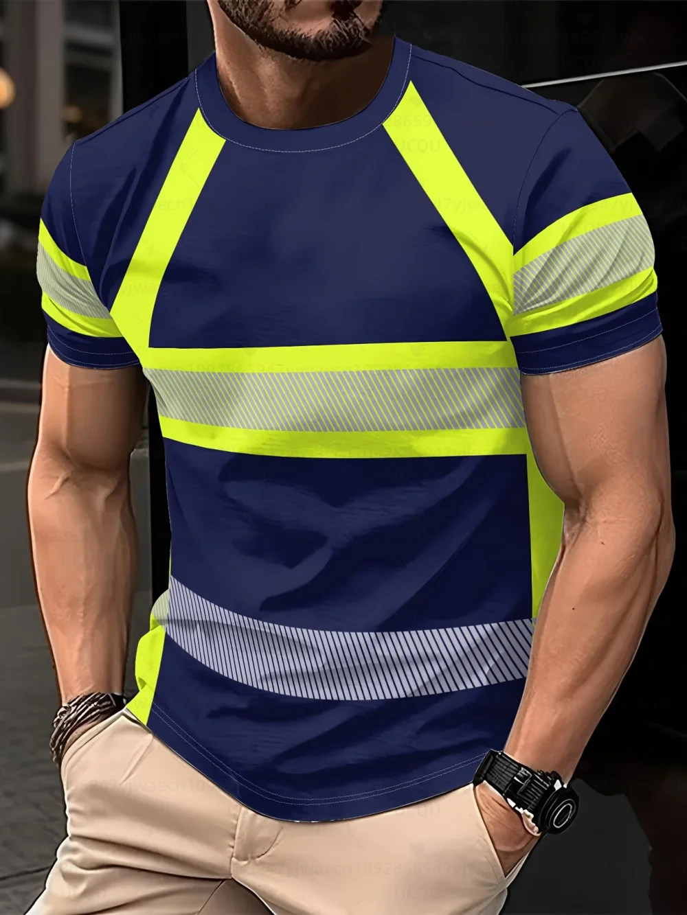 Men's 3D Printed New Color Blocking Green Design Short-Sleeved T-Shir Fashion Summer Daily Casual Men's Women's T-Shirt