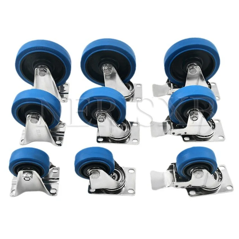 2Pcs Heavy Duty Stainless Steel 304 Caster Wheels Rust-Proof Anti-Corrosion for Furniture Labs Hospitals Restaurants