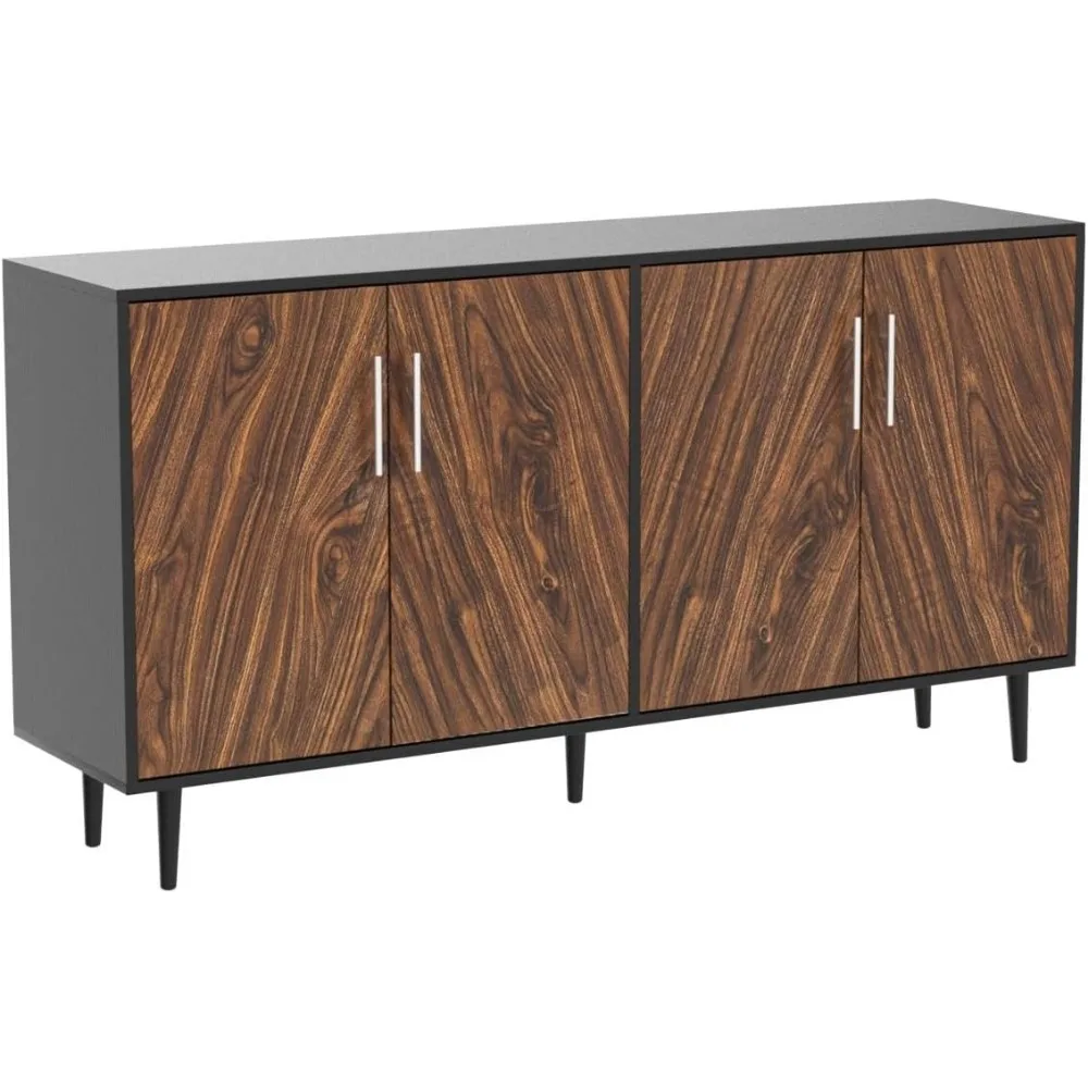 Mueble para cafetería con almacenamiento, aparador de 58 pulgadas con puertas y estantes ajustables, mueble de almacenamiento moderno para credenza y buffet