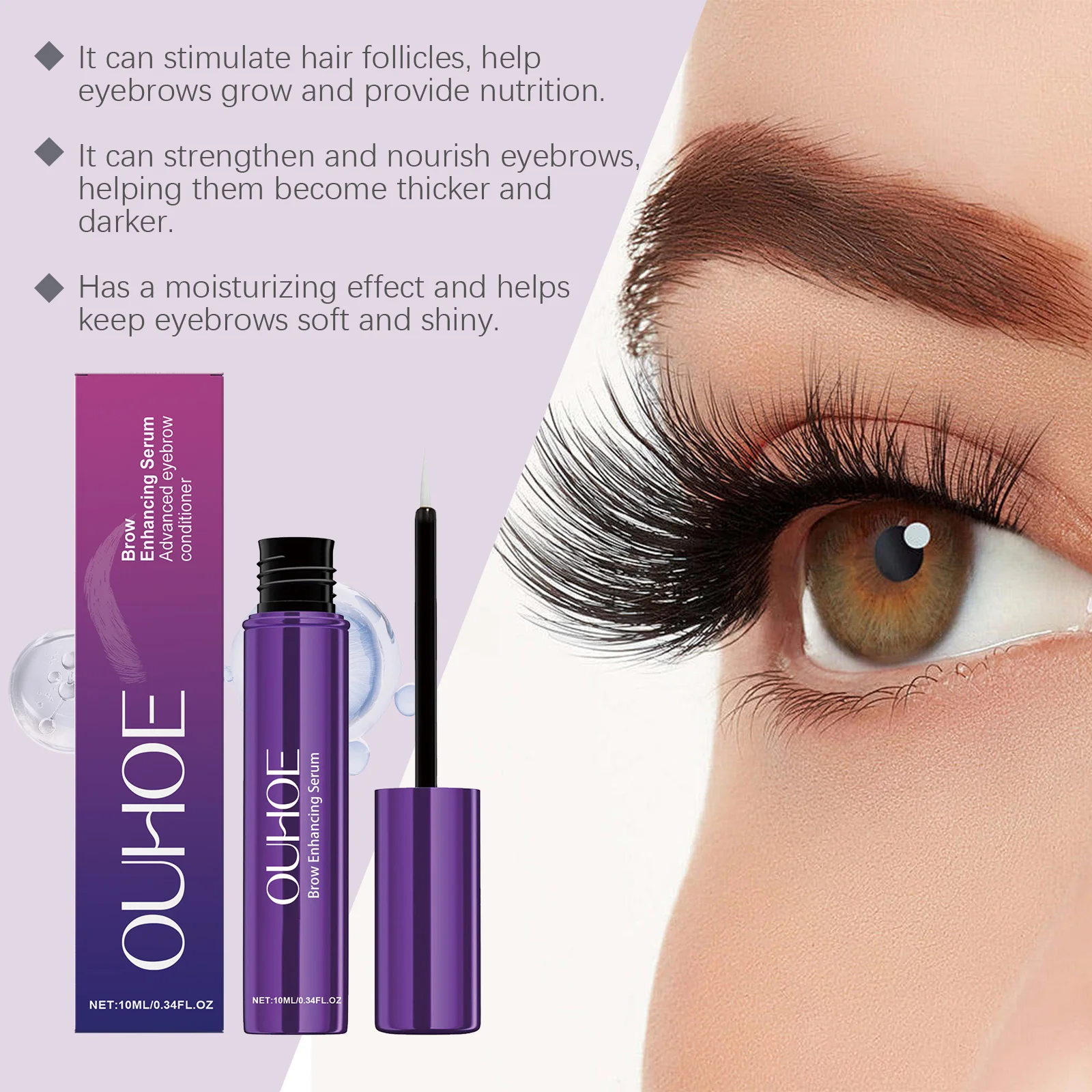 Soro de crescimento de sobrancelha mais grosso, alongamento mais cheio, anti perda de cabelo, prevenção de calvície, reparação hidratante, essência intensificadora de sobrancelha