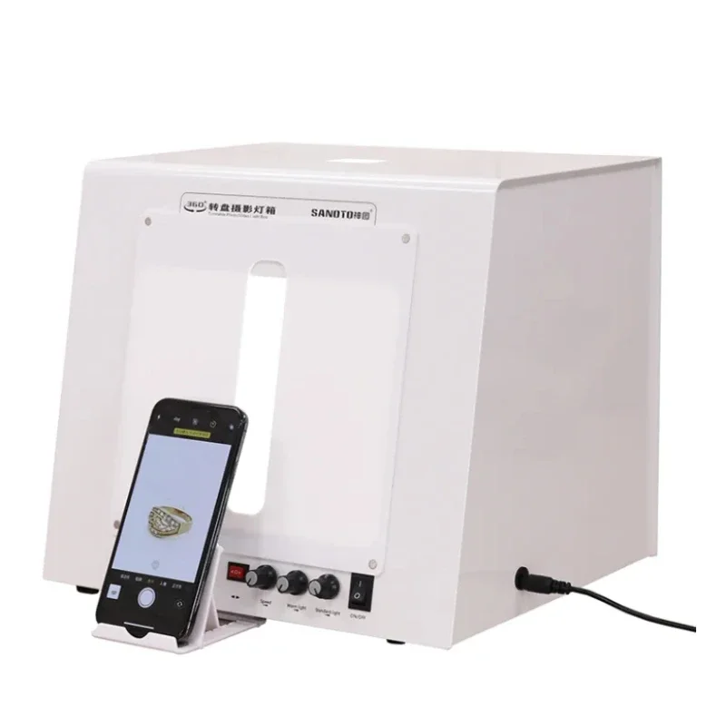 Mini Photo Studio Fotografia Light Box Softbox Giradischi rotante dimmerabile per gioielli Fotografia Video Scansione 3D