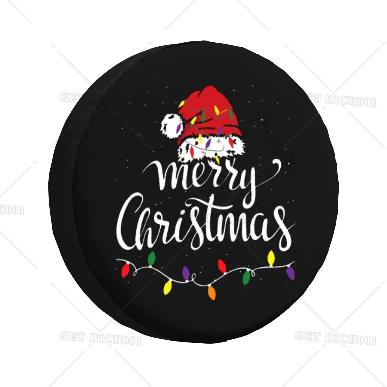 عيد ميلاد سعيد Lightss SRed سانتا قبعة عيد الميلاد الأسرة الإطارات يغطي أغطية الإطارات لديكور سيارة احتفالية حماية الإطارات الموسمية