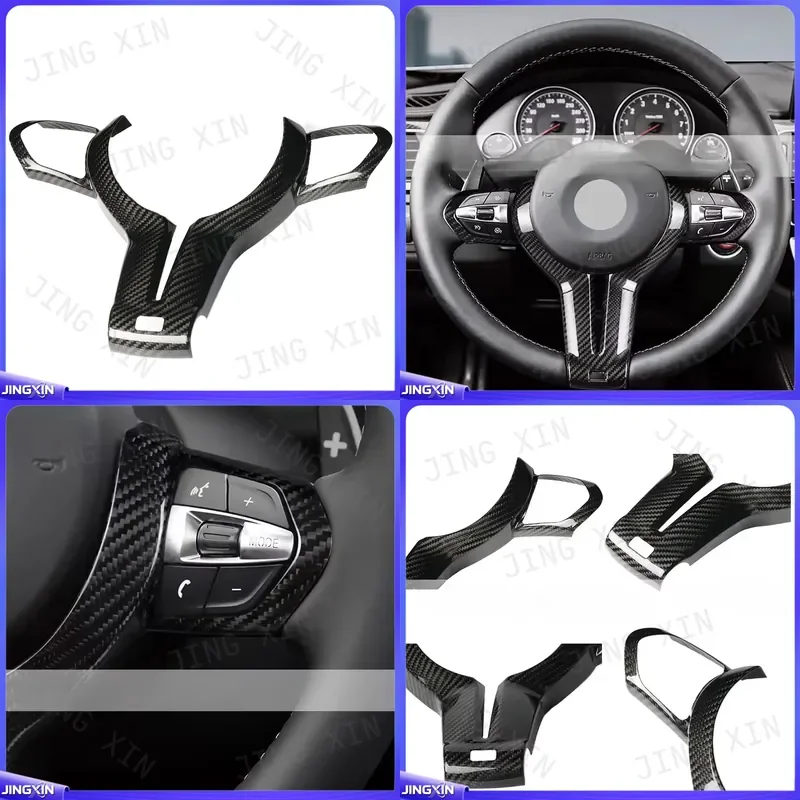 Custom for BMW Carbon Fiber Steering Wheel Button Frame Cover Sticky Style Patch Fit For M3 M4 F80 F82 F83 Car Interior Trim
