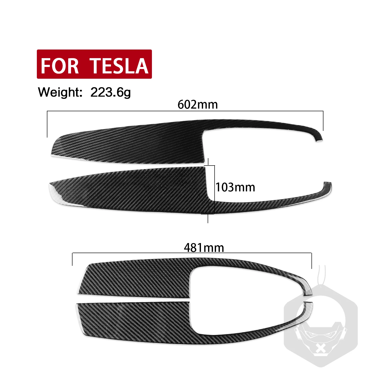 4PCS Carbon Fiber Car Door Armrest Panel Trim Sticker For Tesla Model 3 Car Interior Refit Cover 2023 2024 Accessories