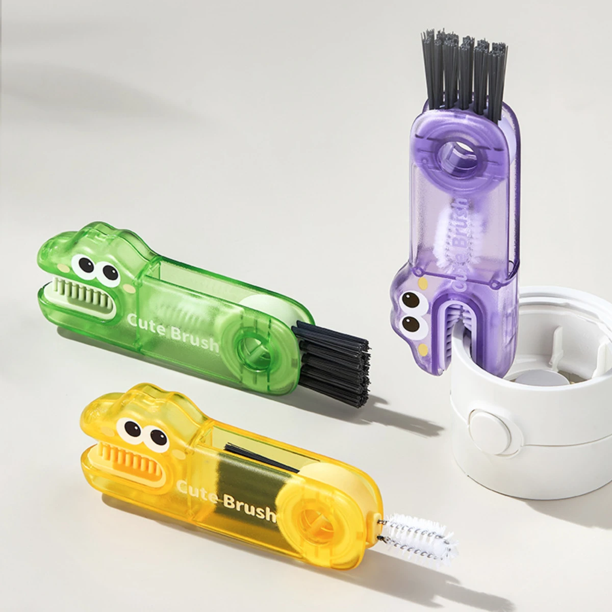 3-in-1-Kartenbecherbürste, Reinigungswerkzeug für Wasserbecher, Thermosbecher, Milchflasche, Spaltbechermund, Becherdeckelbürste, Reinigungsbürste