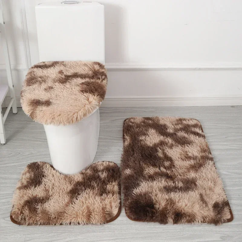 Toilet Seat Cover 3Pcs Set Bath Mat Shower Room Floor Rug Home Bathroom Anti-Slip Absorbent Doormat Bathtub Decor Carpet