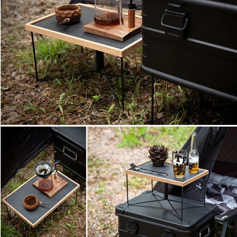 Boîte de Rangement Pliante pour l'Extérieur T1, Support de Base en Métal Portable, Mini Table de Tente