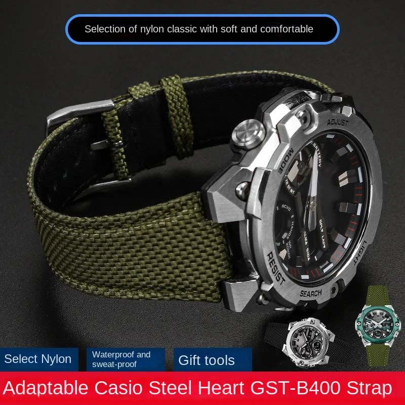 For Casio G-SHOCK watch GST-B400 GST B400 Steel Heart series Bracelet 14mm canvas nylon Sport Waterproof watch strap accessories