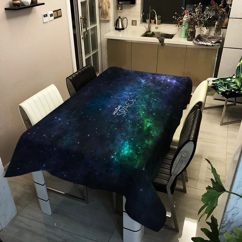 

Galaxy Blue Starry Universe Space Mysterious Nebula Ornaments Elastic Tablecloth Cafe Decorations Party Home Decor Table Cover