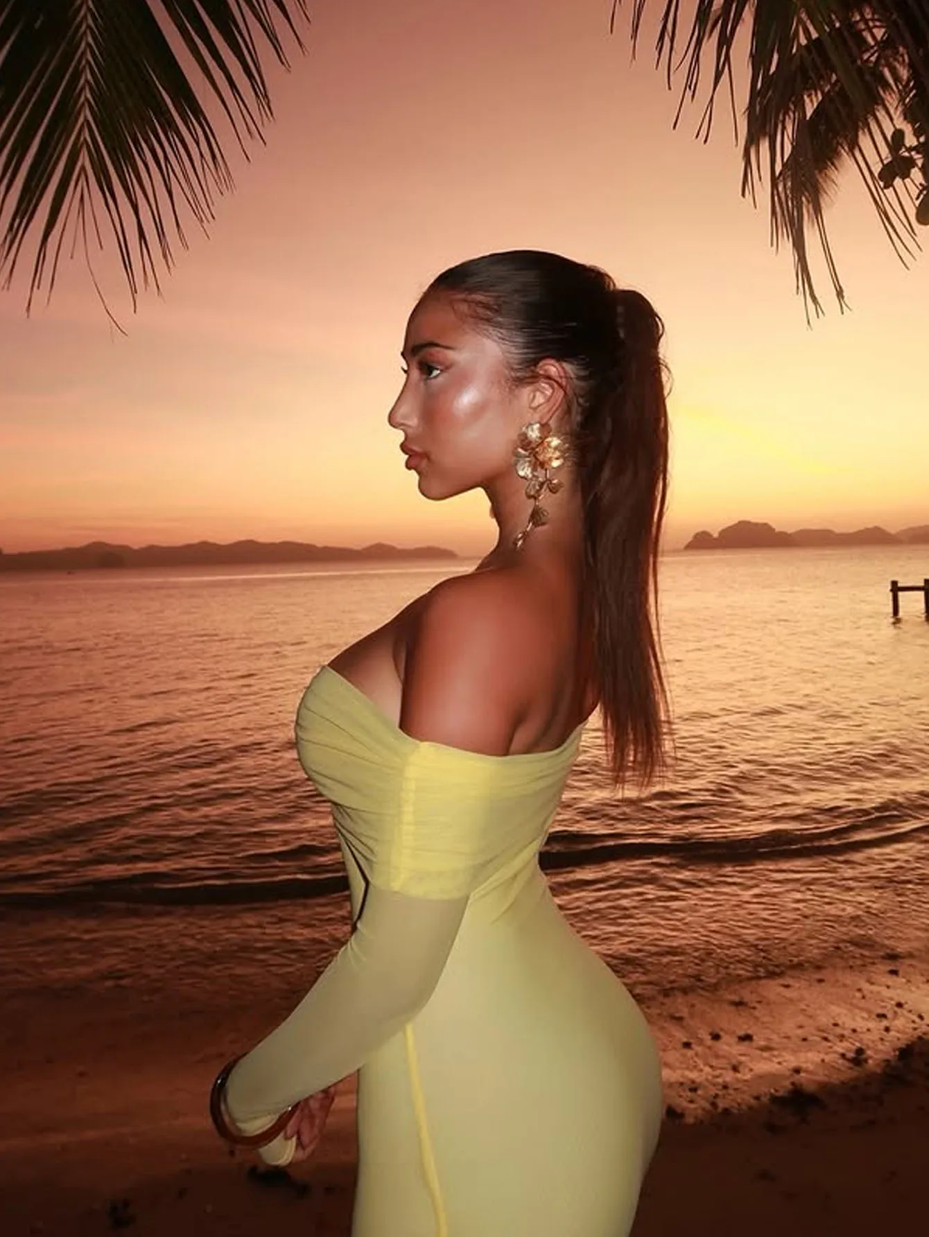 Robe de soirée pour femmes, épaules dénudées, manches transparentes, coupe ajustée, vison, style de rue, conte de fées, retour à l'école, invité de mariage, anniversaire