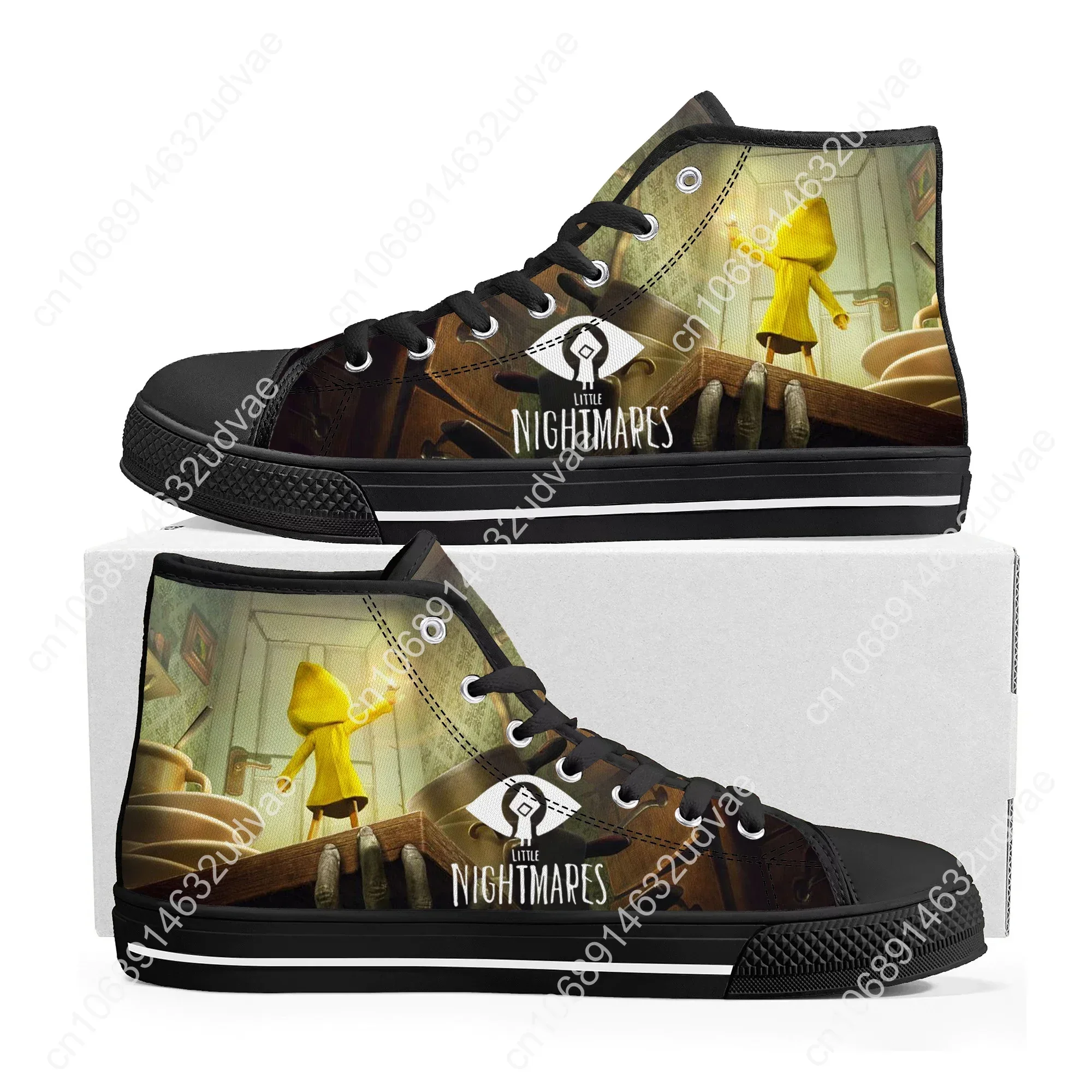 Anime Game Little Nightmares High Top Sneakers High Quality Mens Womens Canvas Sneaker Casual Couple Shoes Custom Shoe