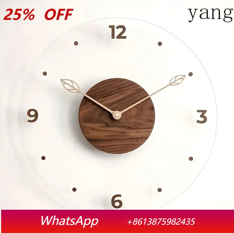 

LTT Creative Nordic Simple Solid Wood Wall Clock Transparent Clock Wall Clock