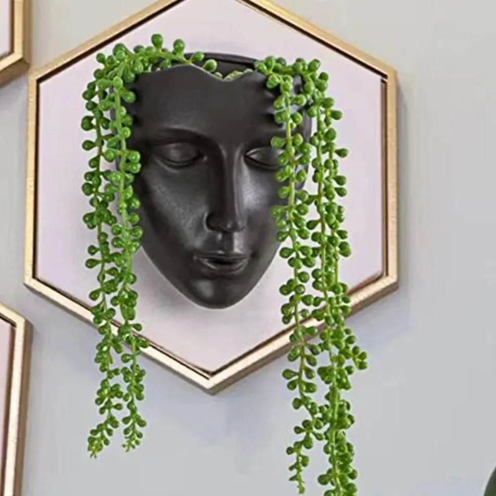 Creative Face Wall-hung Ceramic Flowerpot Simple Nordic Indoor Home Wall Art Decoration Flowerpot Ceramic Crafts Wall Hangings