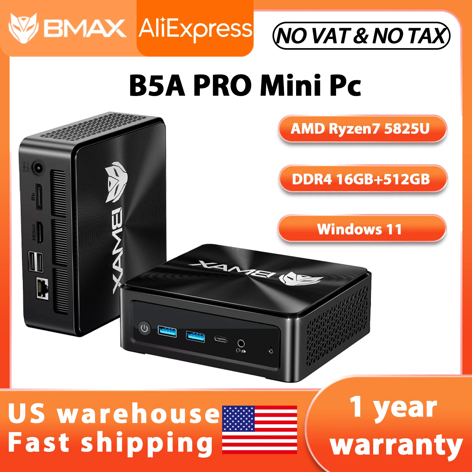 

Мини-ПК BMAX B5A Pro | AMD Ryzen 7 5825U | 16 ГБ DDR4, 512 ГБ NVMe | Win11 Pro | Wi-Fi 6 | 4K@60Гц | Ультратонкий | Домашний офис