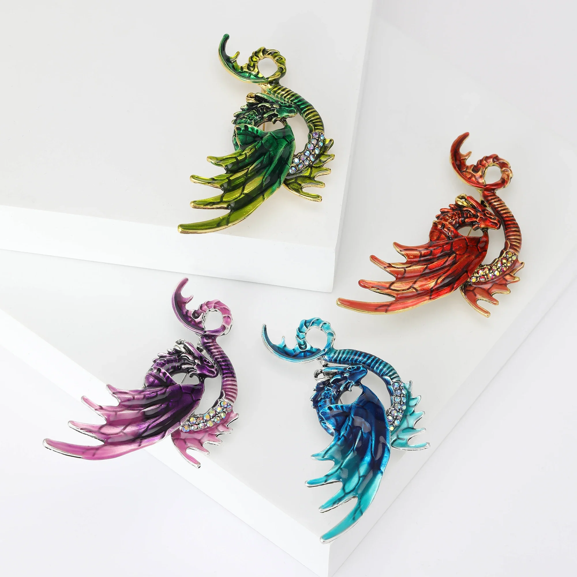 Popular Enamel Flying Dragon Brooches for Women Unisex Dragons Pins Event Party Decoration Clothes Accessories