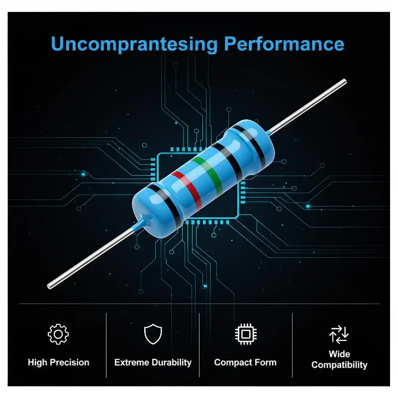 Metal Film Resistor 2W 1% Precision 20Pcs Pack 1R-10M Resistance for Smart Home Device Circuit Debugging