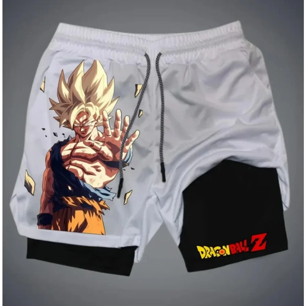 

Шорты Dragon Ball Z Super Saiyan Goku с аниме-принтом, летние, новые, унисекс, свободные, спортивные, дышащие, быстросохнущие, двухслойные, 2026
