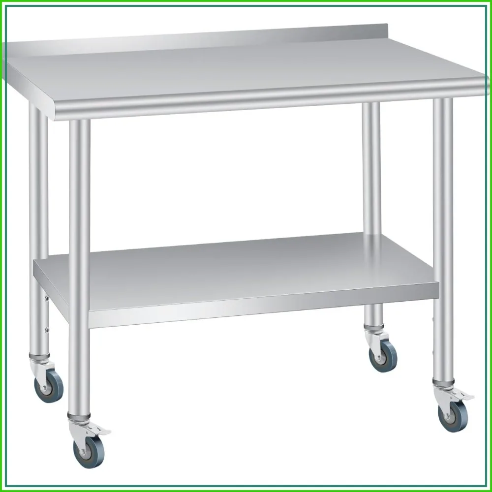 Commercial Stainless Steel Prep Table 48x24 inches with Back
