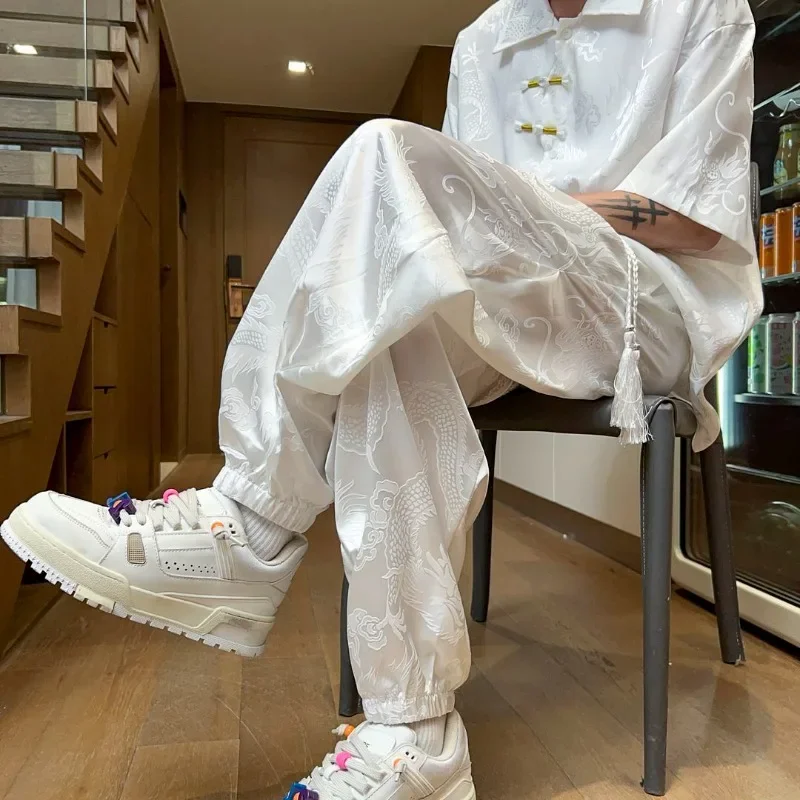 

Print Shirts Man Trousers Sets White Graphic Cool New in Matching 2025 Trend Tops & Tees Slim Fit T-shirts Pants Suits for Men
