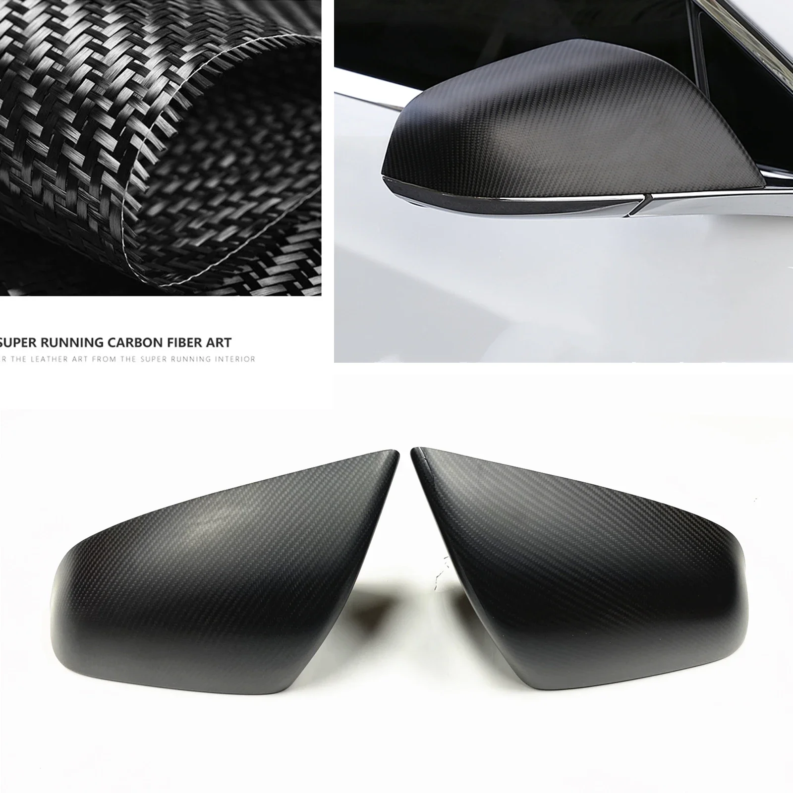 

New！Mirror Cover For Tesla Model S 2012-2017 Add On Matte Carbon Fiber Car Exterior Side Rearview Case Reverse Rear View Cap She