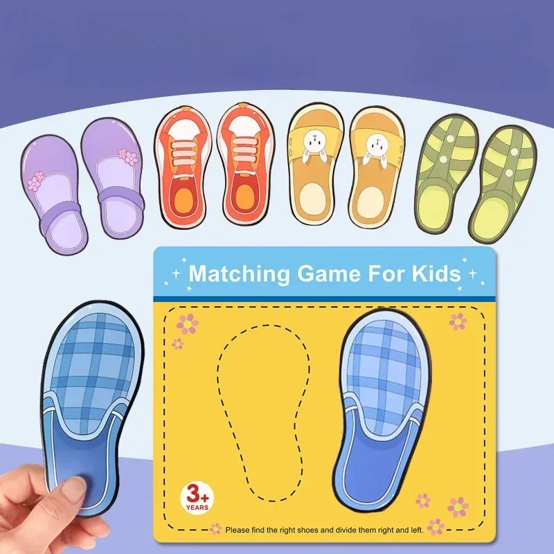 Children's shoes point around early education puzzle enlightenment matching game observation teaching AIDS manual