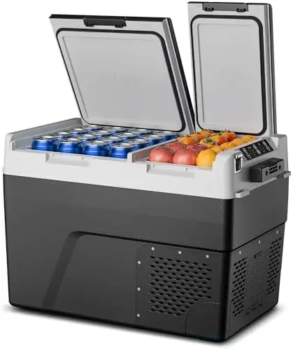 

12 Refrigerator Car Fridge - 50QT(48L) Dual Zone Electric Cooler, Car Refrigerator -4℉~68℉, Portable Refrigerator