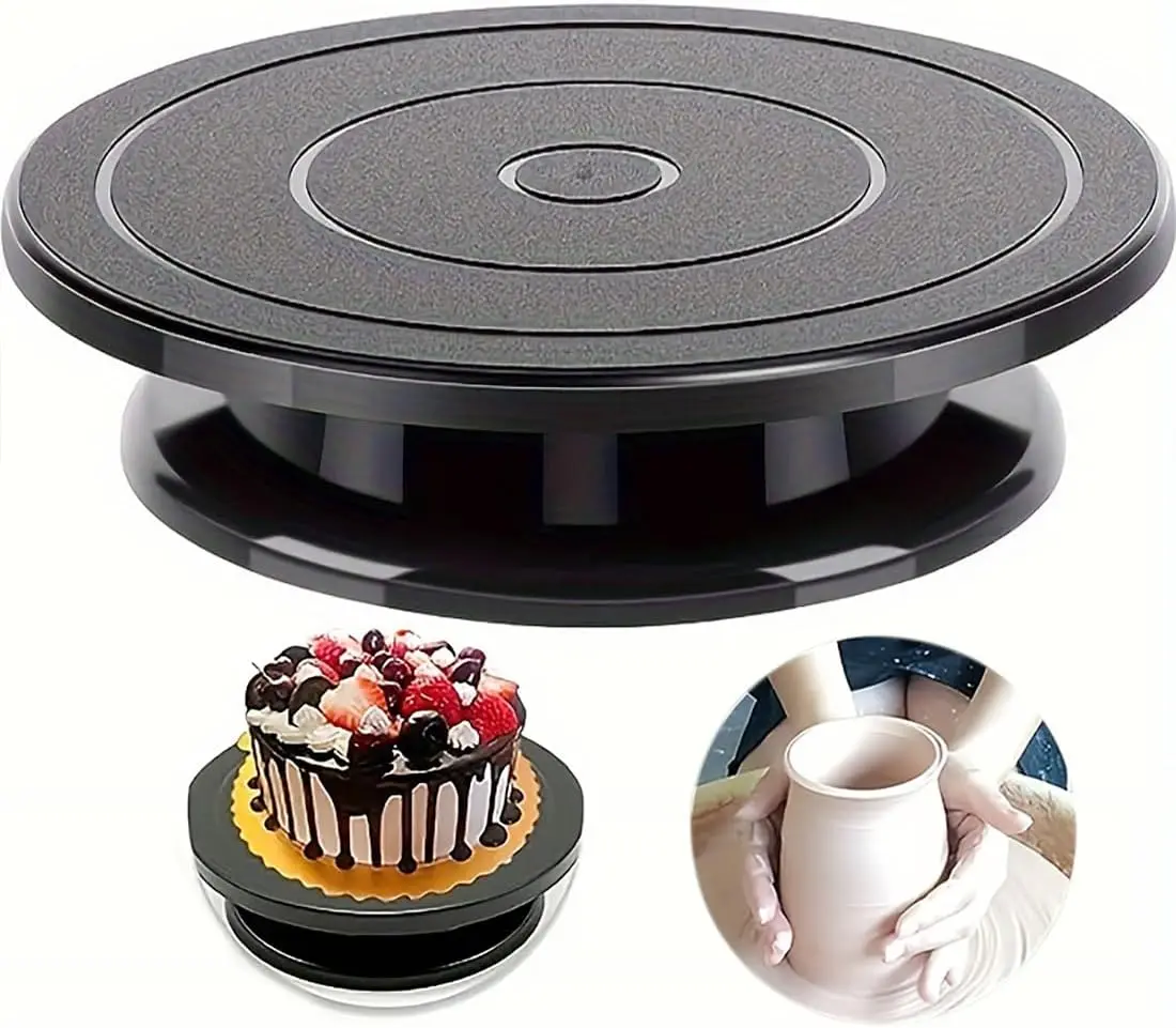 1PCS Multifunctional Rotating Turntable 11 Inch Stainless Steel Food Serving Tray Paint Spraying Platform Cake Decorating Stand Smooth Revolving Lazy Susan For Catering Wedding DIY Craft Baking Bakery Tools